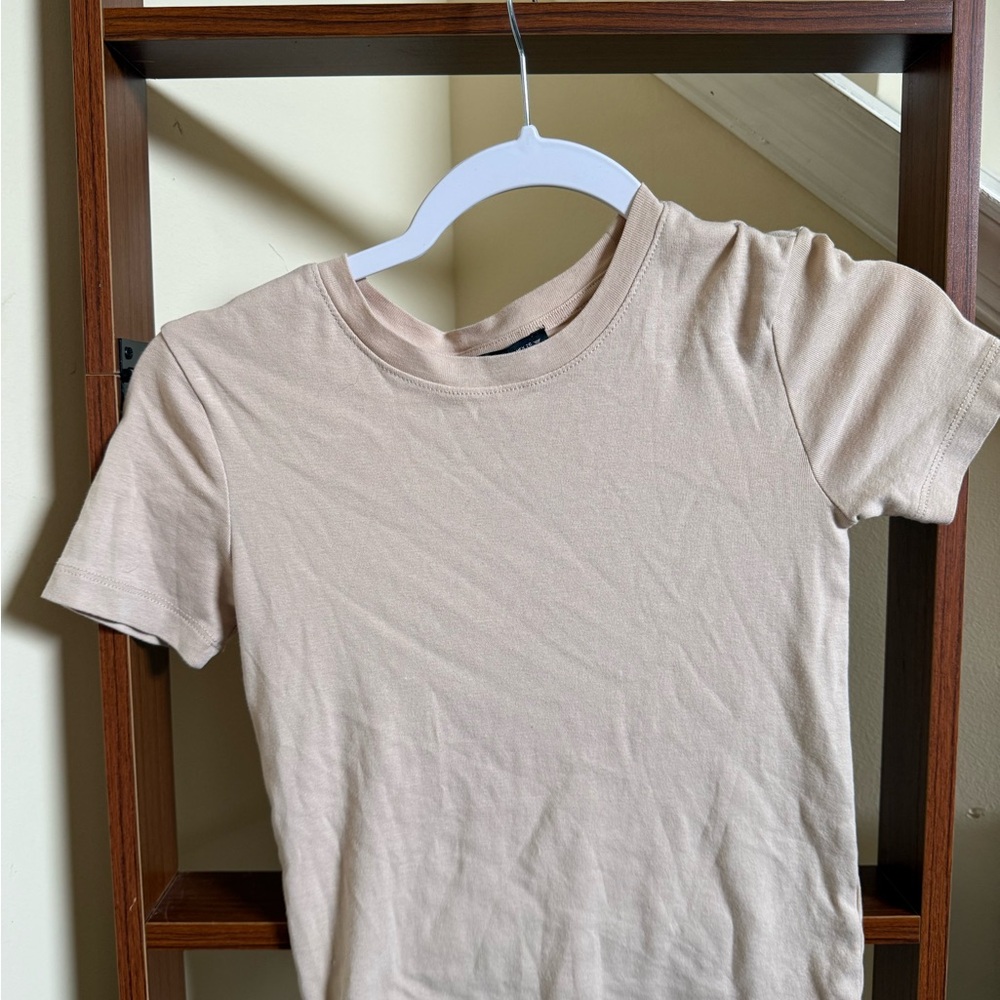 Zara Beige Crewneck Short Sleeve Tee